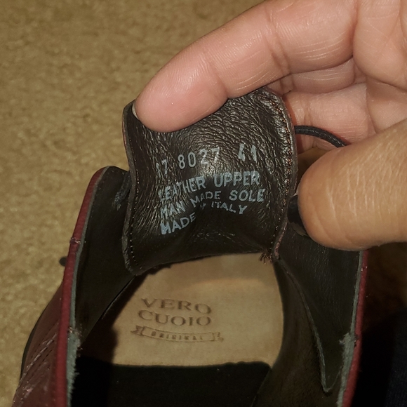 Boemos Brown Leather Derby Wingtip Shoes Made In Italy Size 41 - Picture 6 of 7